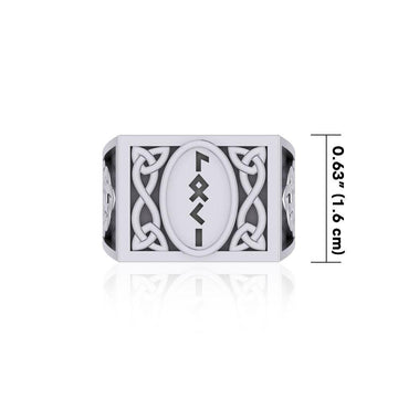 Viking God Loki Runic Silver Signet Men Ring with Triquetra Design TRI1974 - Jewelry